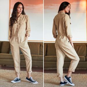 Linen Blend Cotton Station Boiler Suit Outerknown In Sand XL